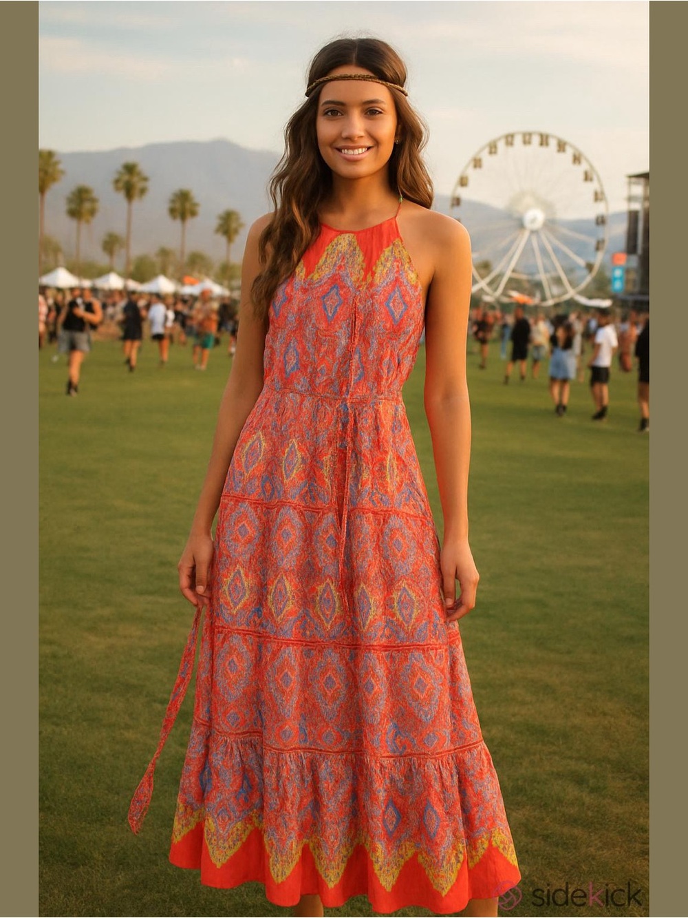 Talbots Dress 10 Tiered Flowy Maxi Medallion Peasant Boho Beach Resort Travel - Picture 1 of 12